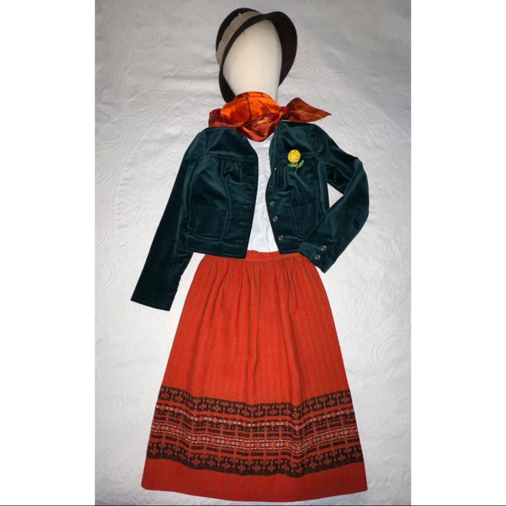 🧡VINTAGE Lanz Originals orange wool mid-century skirt! 24” waist🧡🎃